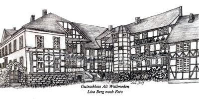 Gutsschloss Alt Wallmoden, Zeichnung Lisa Berg nach Foto